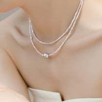 LUCK Spring and Summer Shining Broken Silver S925 Sterling Silver Shijia Pearl Necklace Niche Design Advanced Clavicle Chain