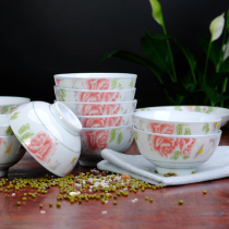 Red cuckoo old-fashioned bowls Home Ceramic Rice 5 Inch Rice Bowls 10 Eating Countryside Nostalgic Little Bowls Not Scalding Hands