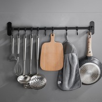 Kitchen hook free punch black wall hanging kitchenware hanging frame with spoon special hook