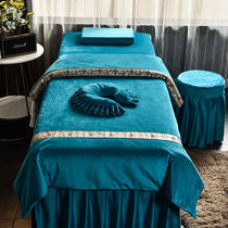 Beauty bed cover four-piece set beauty salon massage bed sheet special simple physiotherapy massage with hole bed cover customization