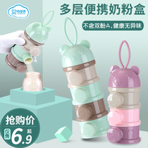 Baby baby milk powder box go out with portable small large-capacity sealed can dual-use sub-packed three-layer grid