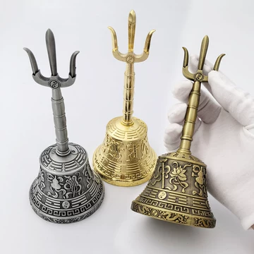 銅製 法器 三清道祖八卦鈴 八卦三叉鈴 太極鈴 仏具 工芸品 置物 三清铃-三清铃促销价格、三清铃品牌- 淘宝
