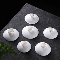 White Porcelain Sketching Cover Bowl Single Lid Shea Butter Jade Cover Bowl Lid Three ceramic cover Bowl Tea Bowl Teacup Lid Accessories