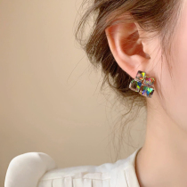 Minimalist colour Tetris Zircon Stone Earrings Woman Pure Silver Superior Earrings 2023 New small crowddesign Sensation Ear Accessories