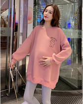 Pregnancy Woman Dress New 2022 Spring Autumn Season 100 Hitch Underpants Sweatshirt Fashion Cartoon Blouse Loose Pregnant Woman Suit Tide