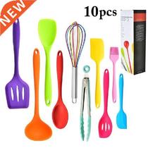 10pcs Silicone Kitchen Tool Set Silicone Spatula Oil Brush