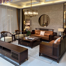 New Chinese solid wood sofa Combined modern Ukim wood Villa Living Room Big Family Style China Wind Club Zen furniture