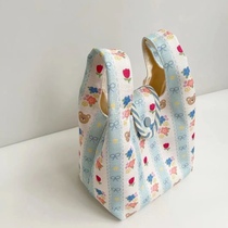 Going out portable lunch bag handle bag spot new ins all-match hand bag cute mini portable canvas bag