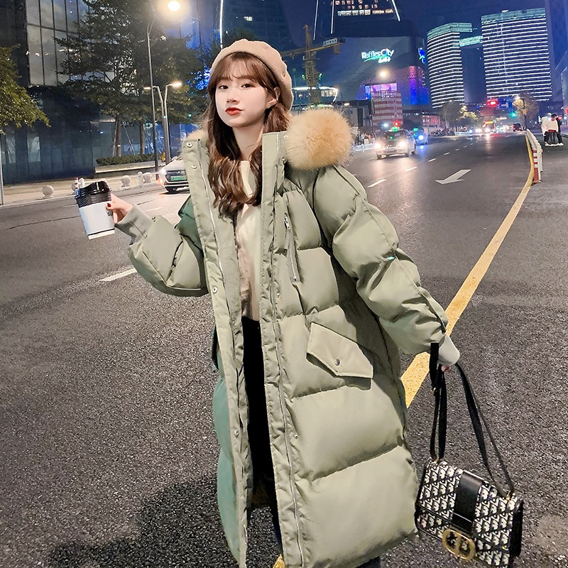 2023 New oversized cotton jacket women's winter mid length loose and thickened bread jacket, down cotton jacket, Korean version jacket