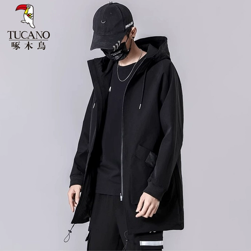 Мужской плащ, демисезонная куртка для отдыха с капюшоном, оверсайз