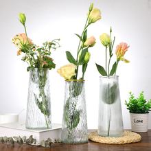 浮雕玻璃花瓶ins风北欧透明水养富贵竹客厅桌面鲜花干花插花摆件