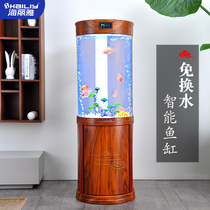 Cylindrical fish tank Living room floor-to-ceiling small household free water new Chinese bottom filter Acrylic fish tank aquarium