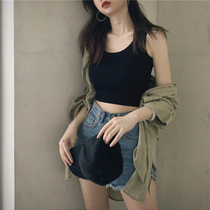 Cotton vest womens summer with short umbilical large size small sling I-shaped bottoming sleeveless white top to wear outside