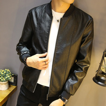 Tide brand 2021 early summer fashion casual velvet jacket male Korean version slim handsome leather leather jacket motorcycle leather jacket