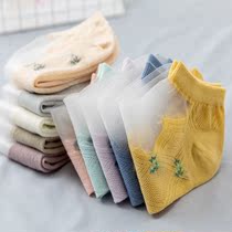 Korean Version Short Silk Socks Womens Summer Thin crystal socks Fiberglass Shallow Mouth Ship Socks 2022 New Mini Daisy Socks children