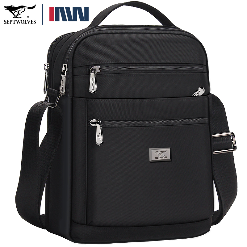 Seven Wolf Men's Bag Crossbody Bag 2023 New Single Shoulder Bag Men's Business Backpack Waterproof Multi functional Casual Bag