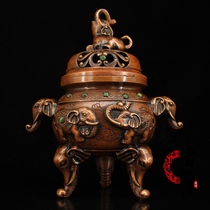 Antique antique pure copper elephant furnace decoration supplies elephant auspicious Ruyi aromatherapy creative porch home furnishings