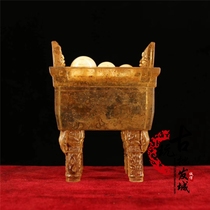 Antique flourishes Qianqiu ornaments glazed crafts interior decoration furniture furnishings four-legged square tripod