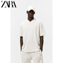 ZARA autumn new mens V collar loose cotton shoulder Short Sleeve T shirt 04087301806