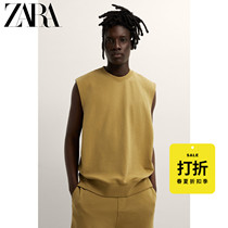 ZARA discount season] Mens loose velvet silhouette round neck sweater vest 00761474510