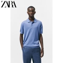 ZARA autumn new mens silk blend knitted short sleeve POLO T shirt 00077300439