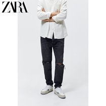 ZARA spring mens dress with a broken hole in black grey jeans 1538498802