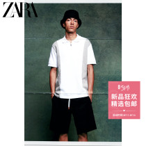 ZARA early autumn new mens zipper stitching short-sleeved cotton POLO T-shirt 01259300250