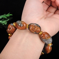 Natural authentic Yunnan Huanglong Jade eight immortals jade bracelet Mens and womens jade jade hand string hand ornaments with certificate