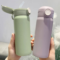 Girl heart simple stainless steel thermos cup Net red ins student Cup creative cute trend straw Cup