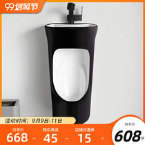 Urinals hanging wall adult mens bathroom household black ceramic water-saving urinal with faucet sink
