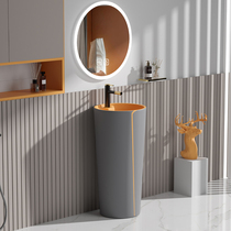 Washbasin column basin integrated ceramic floor-to-ceiling gray orange color bathroom small apartment washbasin balcony outdoor
