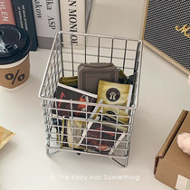 In retro mesh iron collection basket simple desktop debris snack collection basket small basket