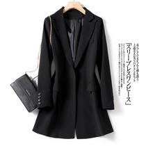 Long black blazer womens long sleeve single breasted 2021 new autumn explosive suit Joker coat women