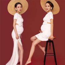 New maternity photo clothing White dress Slim tail dress Photo studio photo photography art photo clothes