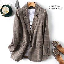 British style sub-small suit jacket womens 2021 spring new Korean casual large size loose suit womens top