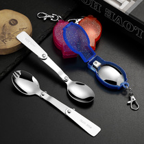 304 stainless steel folding spoon Fork students Children office workers portable tableware ins Wind spoon Fork storage box