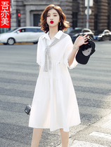 White shawl dress Female mid-length summer girl gentle wind first love skirt Loose cotton shirt doll skirt