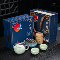 National tide ancient style ceramic tea set Creative Kung Fu tea set Real estate annual meeting activities Souvenir gift customization