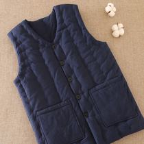Pure cotton handmade vest mens autumn and winter thickened warm inner wear vest middle-aged and elderly cotton waistcoat shoulder winter