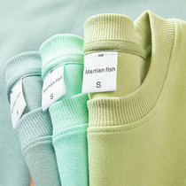 Too comfortable 300g heavy lbs pure color round collar necropolis minimalist pure color loose casual blouses spring and autumn season men and women