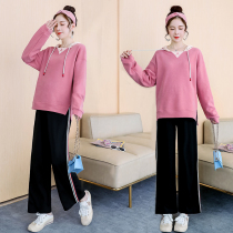 Pregnant women autumn suit Autumn small fragrant wind sweater net red maternity fashion style Foreign style pregnant mother tide spring and autumn models