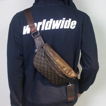 Trendy brand mk mens bag new fashion plaid leather chest bag all-match plaid waist bag single shoulder messenger bag Japanese small shoulder bag