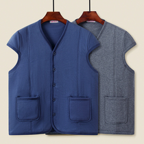 Autumn and winter cotton thermal underwear mens vest size thick vest vest middle-aged and elderly cotton cardigan cardigan waistcoat