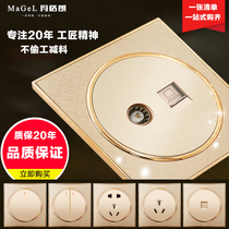 Round Gold cable TV computer socket wall 86 type network cable socket network module panel computer socket