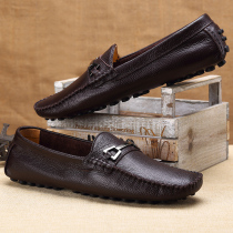 Summer Shallow Leather Bean Shoes Men's Breathable Casual Shoes England One Pedal Loafers Fashion Shoes