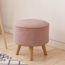 Nordic solid wood stools low stools at home door change shoes stool simple small living room light luxury small apartment fabric small stool
