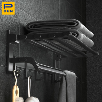 Bathroom towel rack non-perforated toilet light luxury wind perforated space aluminum towel bar bathroom rack bath towel
