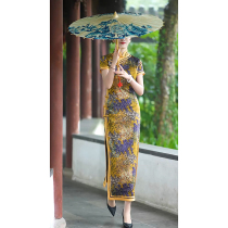 Retro cheongsam improved long 2021 New temperament annual meeting show costume Chinese style large size dress