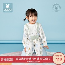  aqpa newborn baby spring and autumn one-piece romper Mens and womens childrens long-sleeved side-open one-piece baby cotton climbing clothes