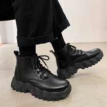 Martin boots mens shoes thick soles inside black boys leather boots high-top leather shoes tooling snow winter trendy shoes 10cm